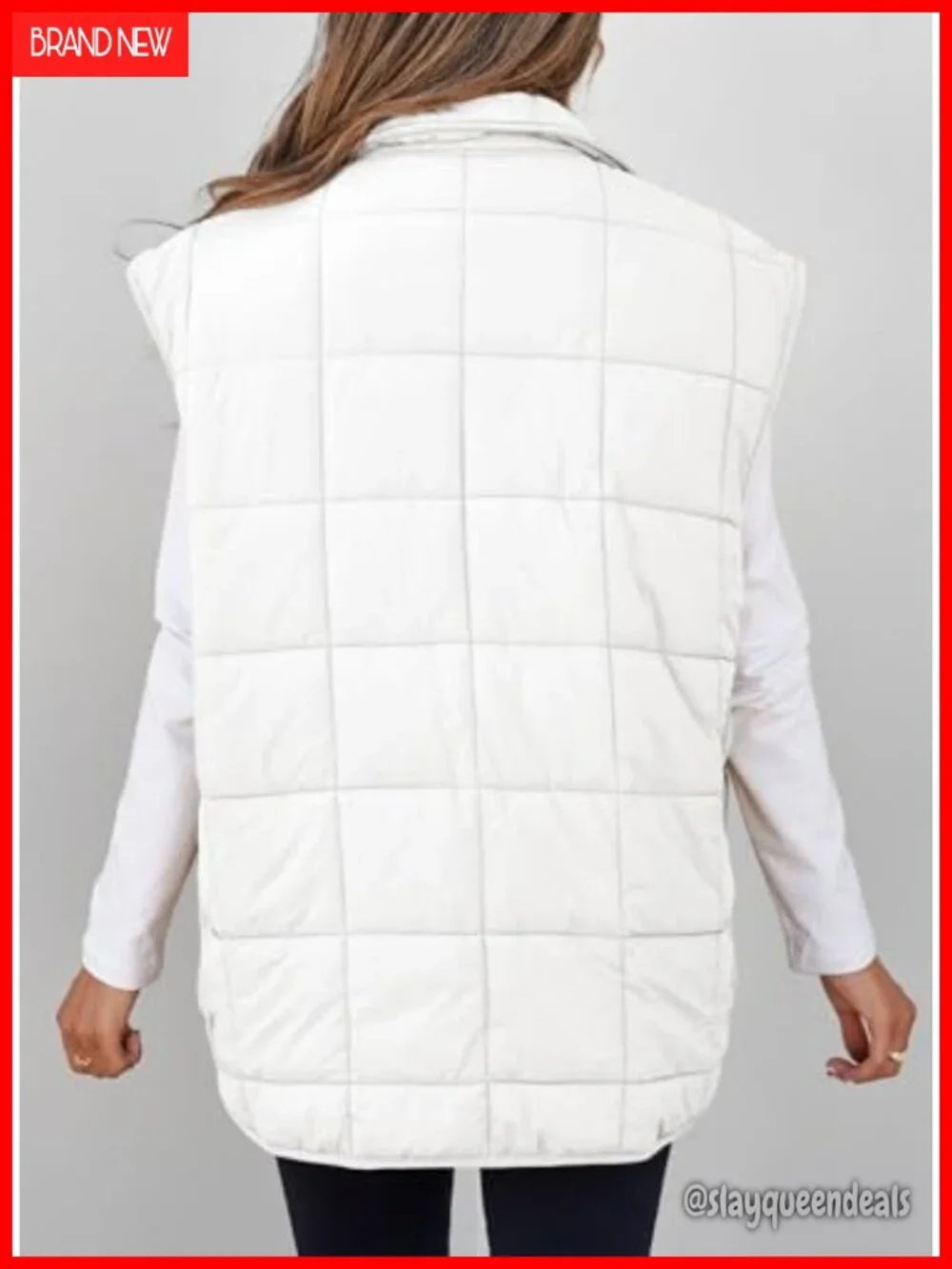 Women's Puffer Vest Zipper Closure Sleeveless Jacket with Pockets